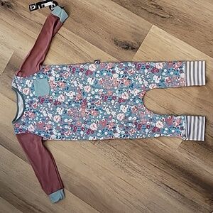 NWT RAGS Floral Long Sleeve Romper Jumpsuit Floral 3/4